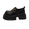 Thick-soled heightening loafers women's spring 2025 new British style black small leather shoes genuine leather single shoes children