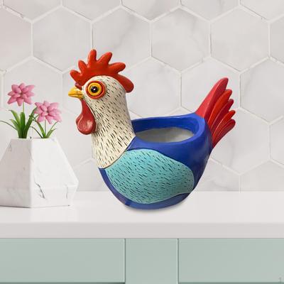 Chicken Flower Pot Makeup Brush Container Figurine Gift Resin Ornament Plant Containers
