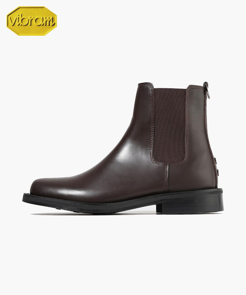Firenze Atelier [Vibram] Flat Round Toe Standard Rubber Sole Chelsea Boots 9400 [Brown Fg]