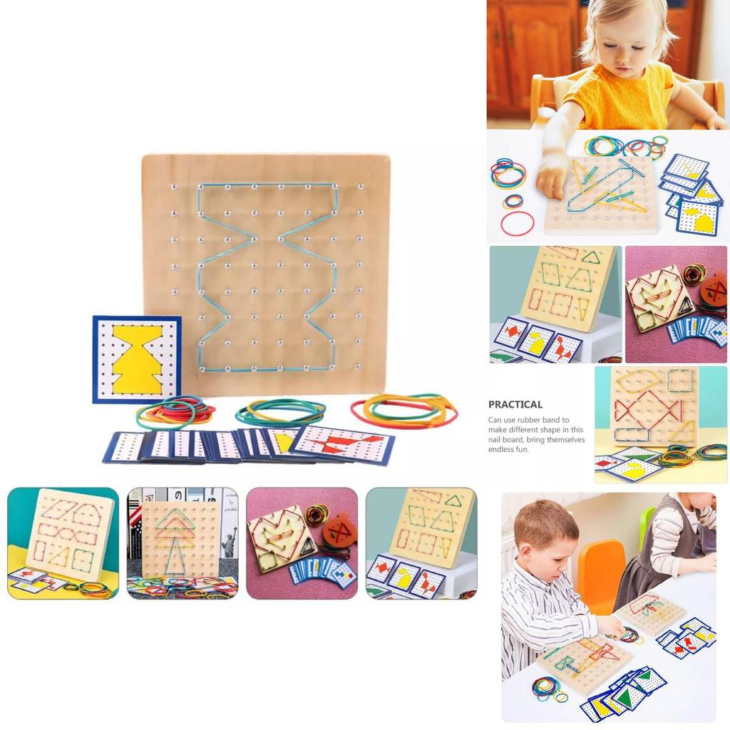 Creative Montessori Educational Wooden Peg Board For Cognitive Geometry And Color Recognition