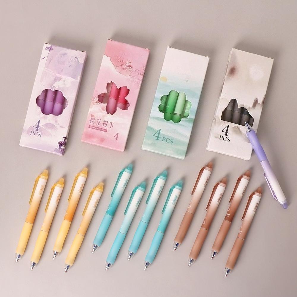 High-quality Appearance Level Quick-drying Soft Grip Neutral Pen Set of 4. Press-on Quick-drying Neutral Pen. Student Stationery, Office Supplies.
