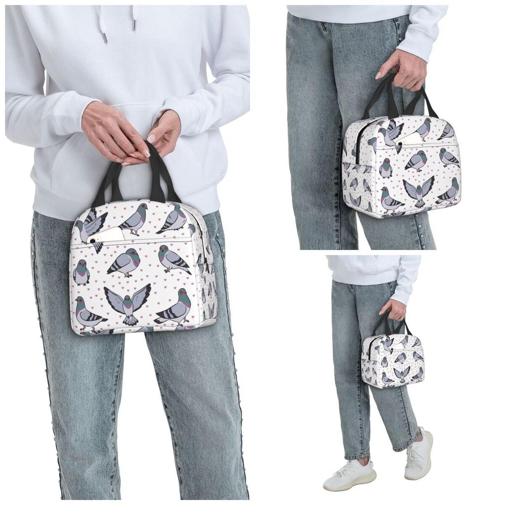 Cute Cartoon Pigeons Pack Insulated Lunch Bag for Women Office Cooler Thermal Food Box Tote Portable Lunch Boxes Container