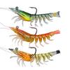 TPR 3-Piece Artificial Soft Bait Shrimp-Shape Multi-section Lure  Hooks for Bass Fishing for Ocean Boat River Printed