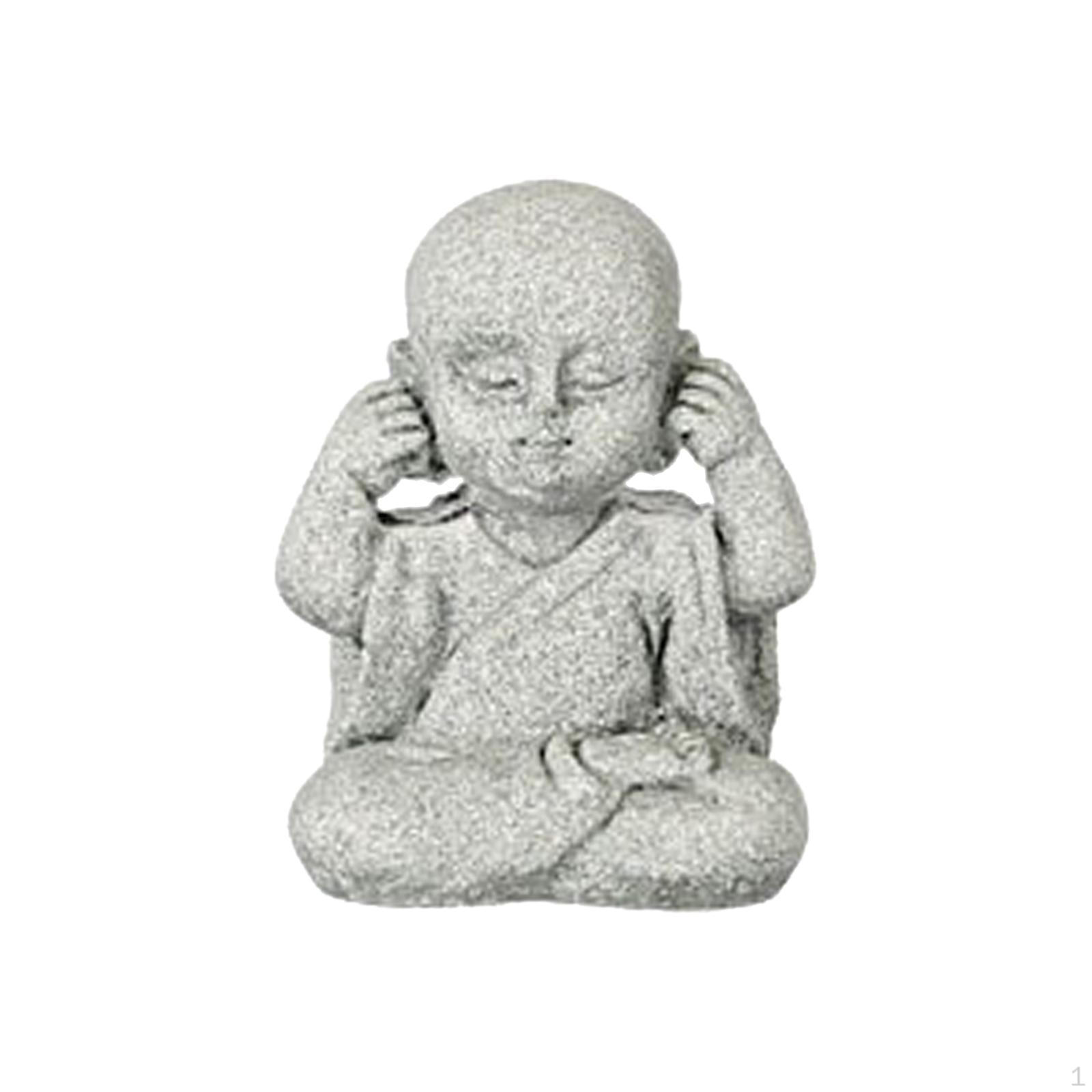 Cute Monk Figurine Buddha Ornaments Sitting Kung Fu Garden, Decorative Delicate Doll Meditating Not Listen