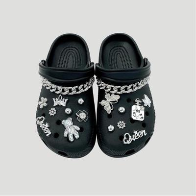 17KS Luxusní designový přívěsek na boty pro Crocs DIY Stříbrný křišťálový medvídek Dekorace bot Spona pro Croc přívěsky Doplňky k dírkovaným botám