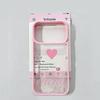 Y2K French Letters Lucky Pink Love Heart Phone Case For iPhone 16 17 Pro 15 13 11 Pro Max 17Air 7 8 14Plus 12 XR X Hard Cover