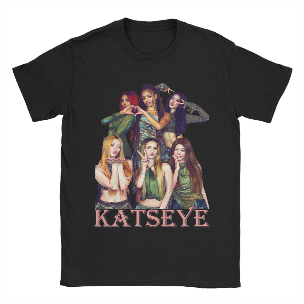 Novelty Katseye Kpop Idol TShirts Unisex Unisex Crew Neck Cotton T Shirt Beautiful Chaos Album Short Sleeve Tees Gift Idea Tops