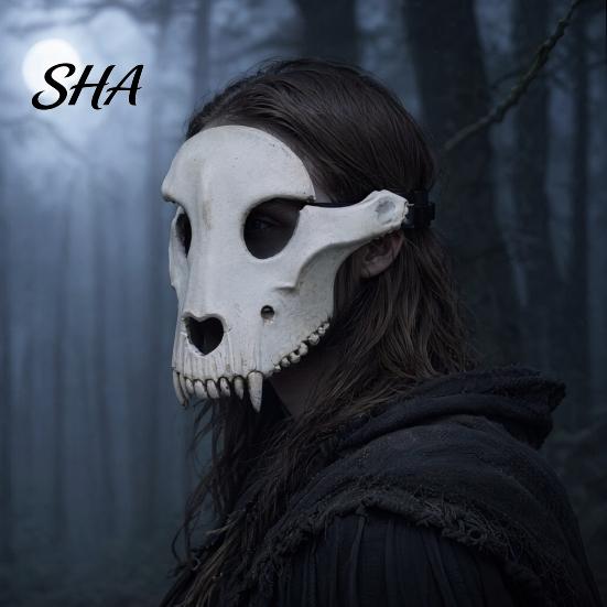 Realistic Sheep Skull Masque Halloween Head Masque, Full Face Cosplay Accessory, Spooky Scary Animal for Masquerade Party 3D