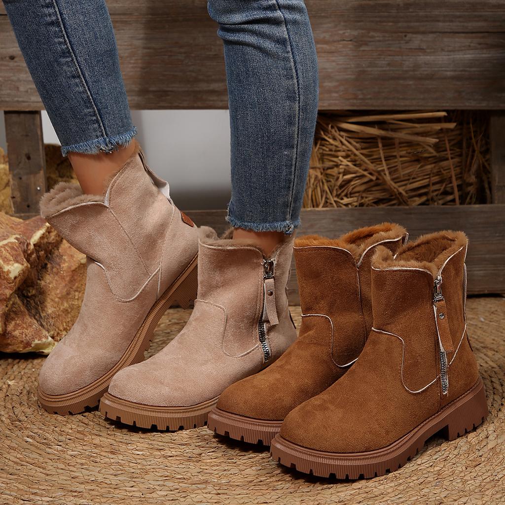 Fashion Women Snow Boots Warm Fashion Designer Platform Boots 2025 New Non-slip Short Plush Flats Shoes Women Comfortable Retro Boots