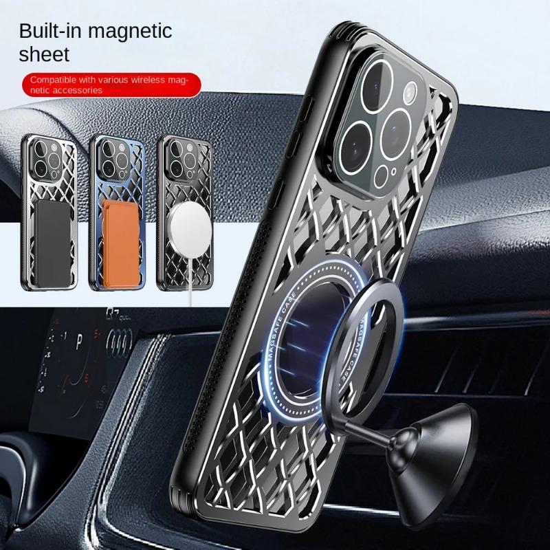 For Magsafe Aluminum Alloy Heat Dissipation Shockproof Case For iPhone 16Pro Max 16 15 14 13 12 Pro Back Plate Magnetic Wireless Charging Cover
