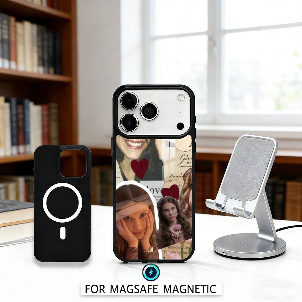 

Singer MMB M-Millie Bobby B-Brown Phone Case Magnetic For iPhone17 16 15 14 13 12 Pro Max For Magsafe Wireless Charging Cover iPhone15