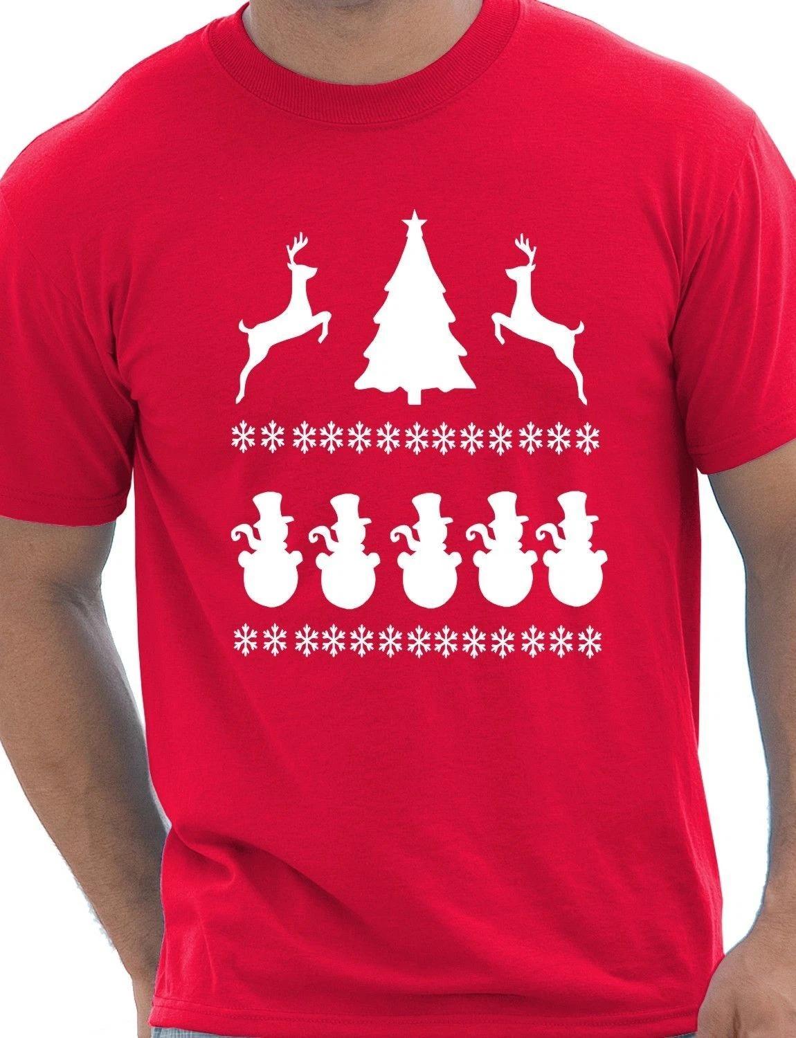 Christmas Scene Reindeer Funny Mens Christmas Gift T-Shirt Size S-XXL 2XL