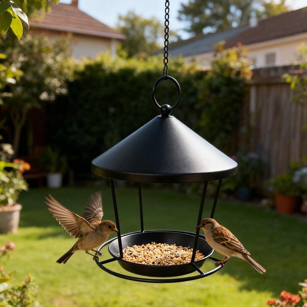 Wild Bird Feeders Hangable Metal Hummingbird Food Feeder Hangable Bird Food Bowl For Outdoor Garden Backyard Apartment Balcony
