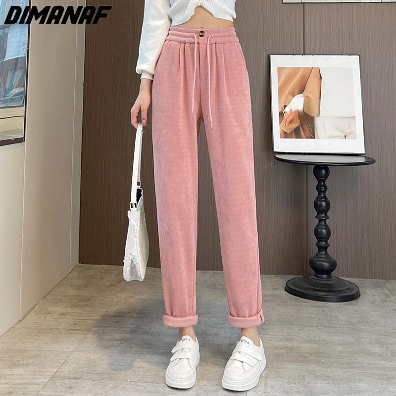 

DIMANAF 2023 Большие размеры весенние брюки женские эластичные брюки свободные повседневные прямые женские шаровары брюки розовый белый 5XL