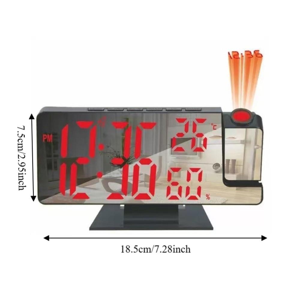 Temperature Humidity Display Mirror Projection Clock Rotatable Electronic Alarm Clock Home Office