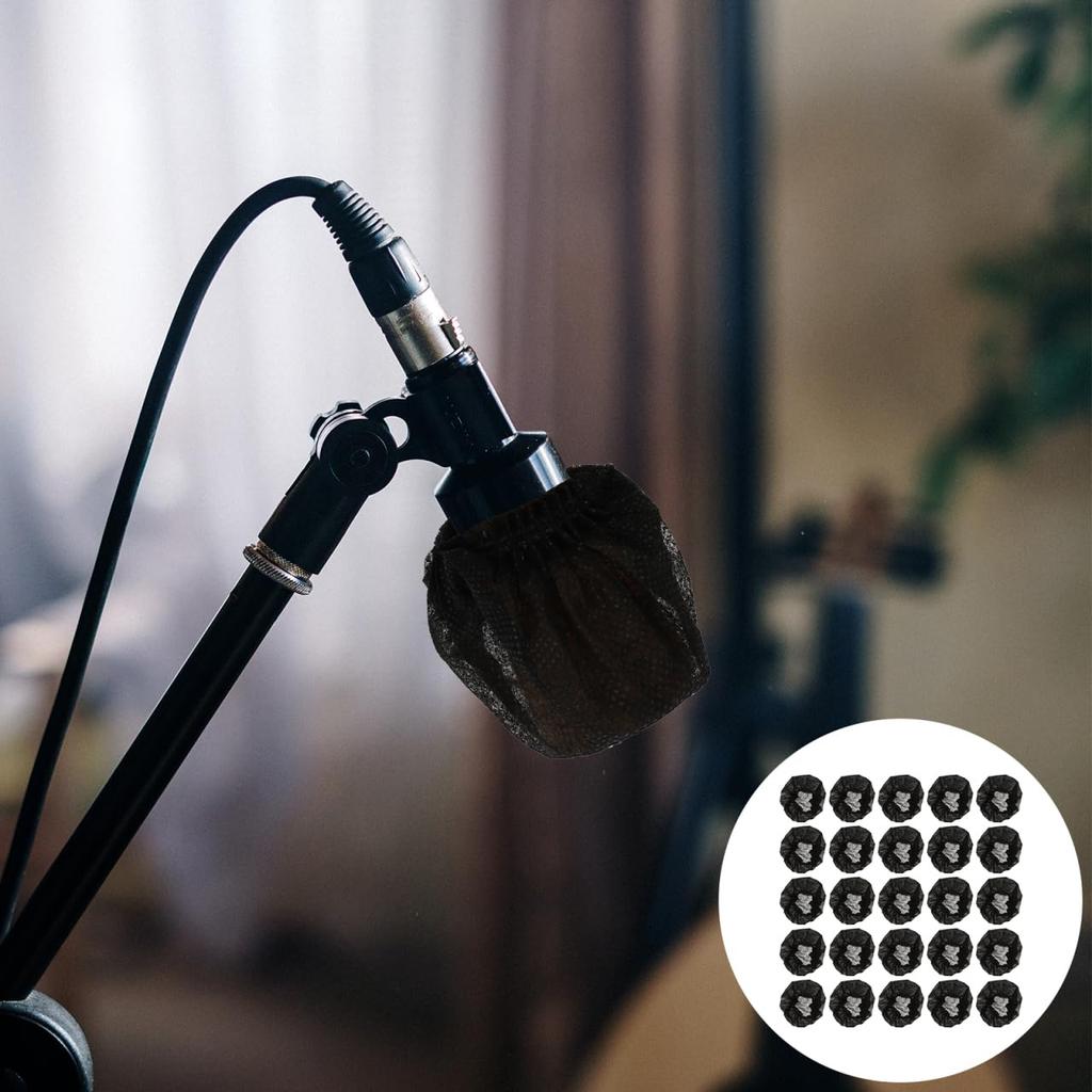 ibasenice Disposable Nonwoven Microphone Covers, Pack of 200, Microphone Protectors for Karaoke, Noise Reduction, Splash Protection, Windproof,