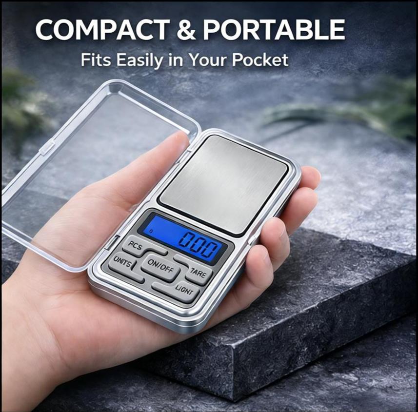 High Precision Mini Pocket Scale 500g/0.01g, Portable Digital Jewelry Scale, Accurate Small LCD Weighing Device for Easy Carry