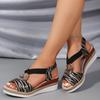 2025 Summer Plus Size Women's Wedge Sandals Foreign Trade Fish Mouth One Line with Wedge Platform Sandals