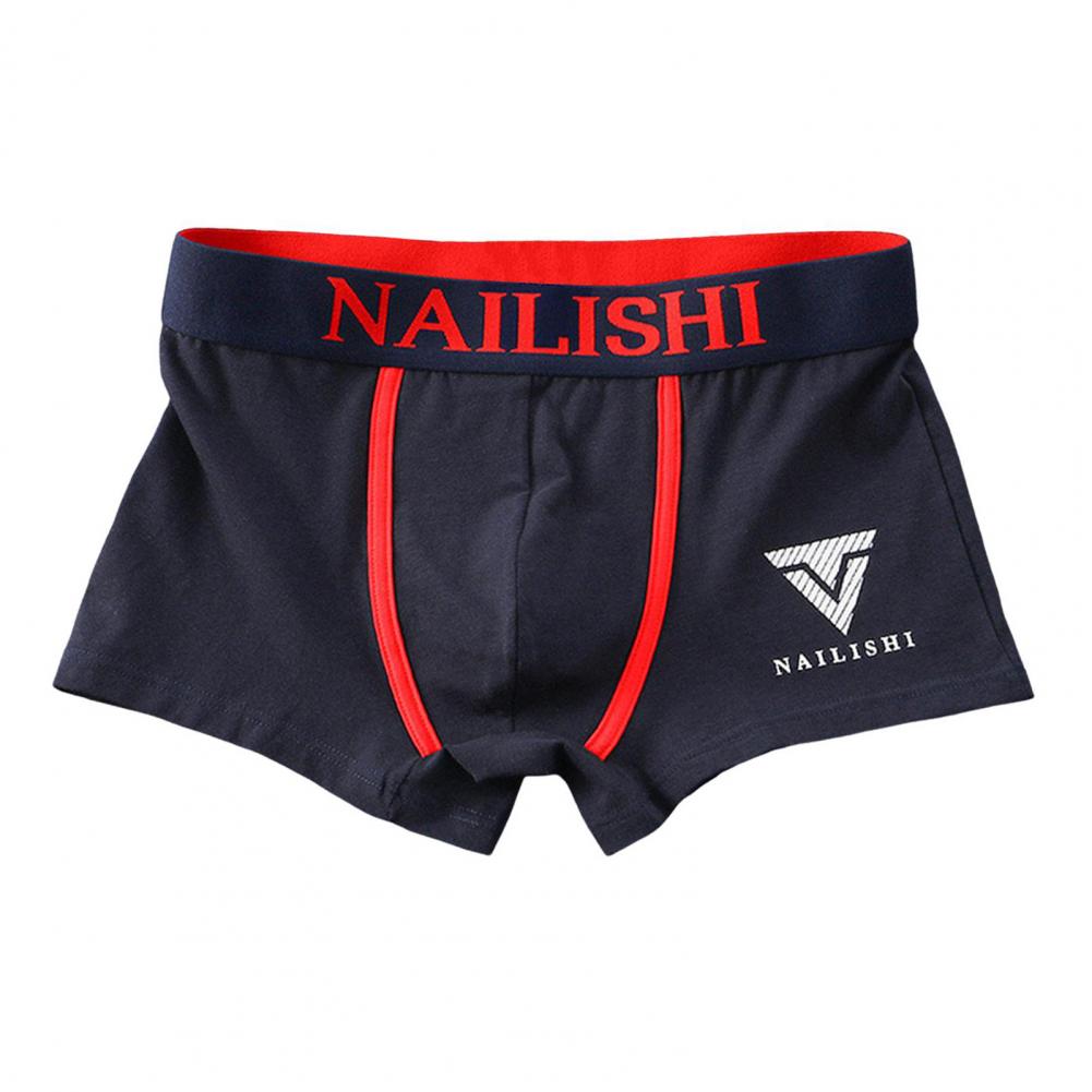 

Мужские трусы-боксеры со средней посадкой и эластичным поясом, шорты с буквенным принтом, нижнее белье, U-выпуклые дышащие трусики, повседневная одежда XL темно-синий