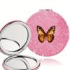 Double Sided Pocket Makeup Mirror Women Facial Beauty Makeup Care Look Glass Portable Beauty Tool Butterfly Pattern Ideal Gift