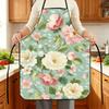 1pc Women' Elegant Blooming Floral Apron Suitable for Baking & Cooking, Durable Polyester Kitchen Apron with Female Scientist & Floral Pattern, Bib Fo