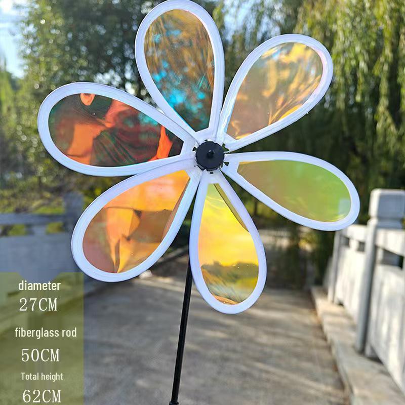 Large Color-Changing Laser Double-Layer Sunflower Pinwheel for Outdoor Scenic Areas and Street Stalls