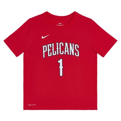 NBA Spolupráce Pelicans Tričko Dri-Fit Williamson Kulatý výstřih Písmeno Pohodlné Krátký rukáv Dětská vrchní část Karmínová 3Z2B311FA-PELZW