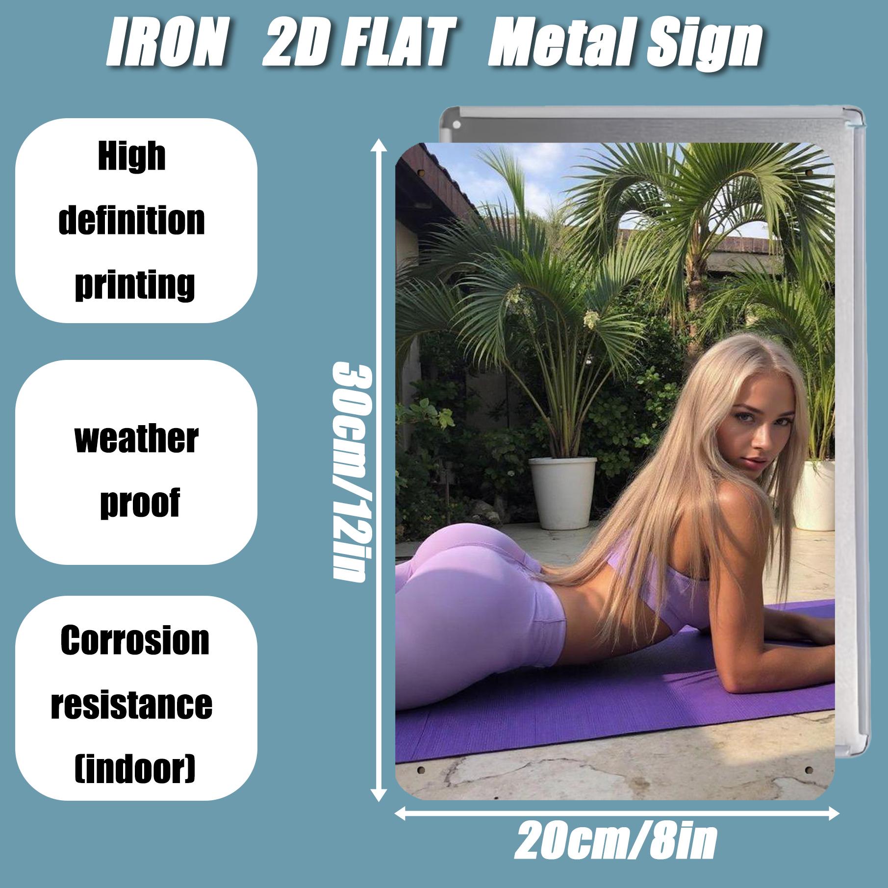 

ZenDecor Metal Wall Art Vintage Gold Yoga Athlete Poster x Inch D Flat Gym Home Studio Spa Decor 20x30cm