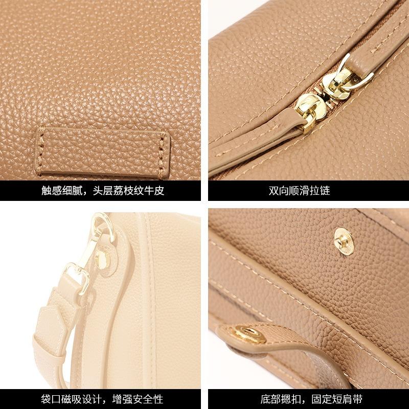 First layer cowhide bag women's new leather pillow bag retro simple and versatile shoulder bag commuter armpit bag