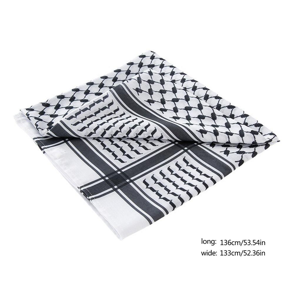 Ethnic Headwrap Shemagh Scarf Sun Protective Arab Keffiyeh Headscarf Arabian Dubai Headcover Traditional Hijab Shawl