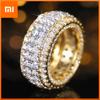 Huitan Gold Color Lady Rings Luxury Shining Cubic Zirconia Accessories for Wedding Engagement Party Trendy Versatile Jewelry