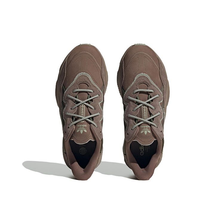 Adidas Originals Ozweego Leather Comfortable Trendy Slip-Resistant Durable Low-Top Casual Shoes Unisex Casual Shoes Earth-Brown H03679
