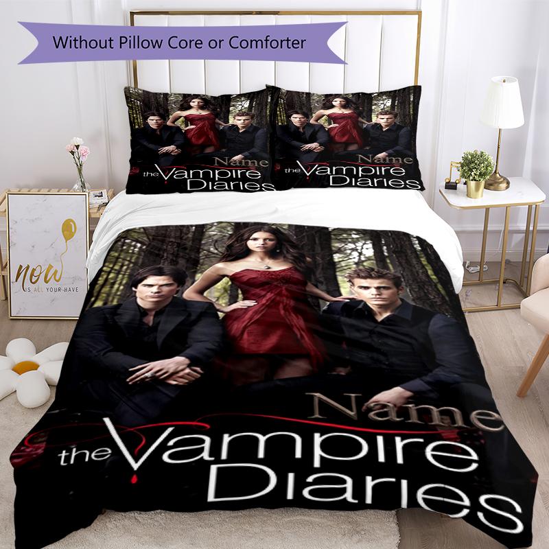 3Pcs Custom Name Vampire Diaries Bedding Set Duvet Cover Closure Includes 1Duvet Cover 2Pillowcases Soft And Comfortable For All Seasons