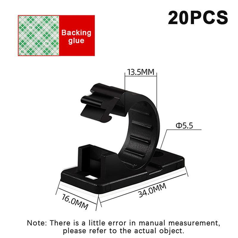 Neu 20 Stück Selbstklebende Kabel-Organizer-Clips Management-Kabelhalter USB-Wickler Schreibtisch-Kabelklemme Verstellbar LY-4/6/8/10/11/12