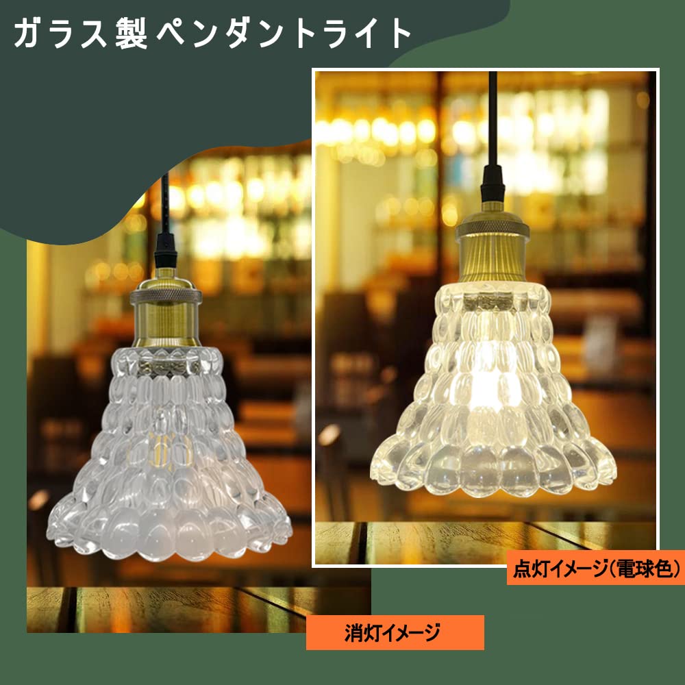 Pendant Scandinavian Retro with LED E26 for Ceiling Flower Ceiling LED Interior Lighting Glass Dining Living Cafe Ceiling Warm White LED Bulb Light,