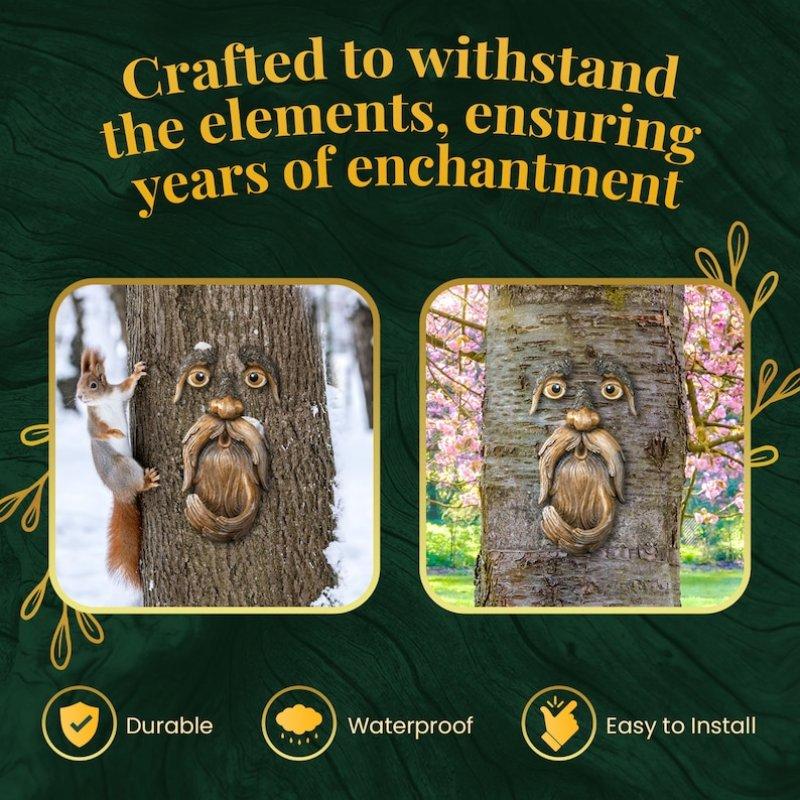 Tree Faces Garden Decor –Tree Hugger Bird Feeder– Yard Art– Gift For Dad- Tree Decorations Outdoor- Garden Sculpture- Magical Face For Tree