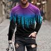 Retro Graffiti 3D-Druck Sommer Herren Rundhals-T-Shirt Lässiges Langarm-T-Shirt Übergroßer Pullover Modetrend Herrenbekleidung
