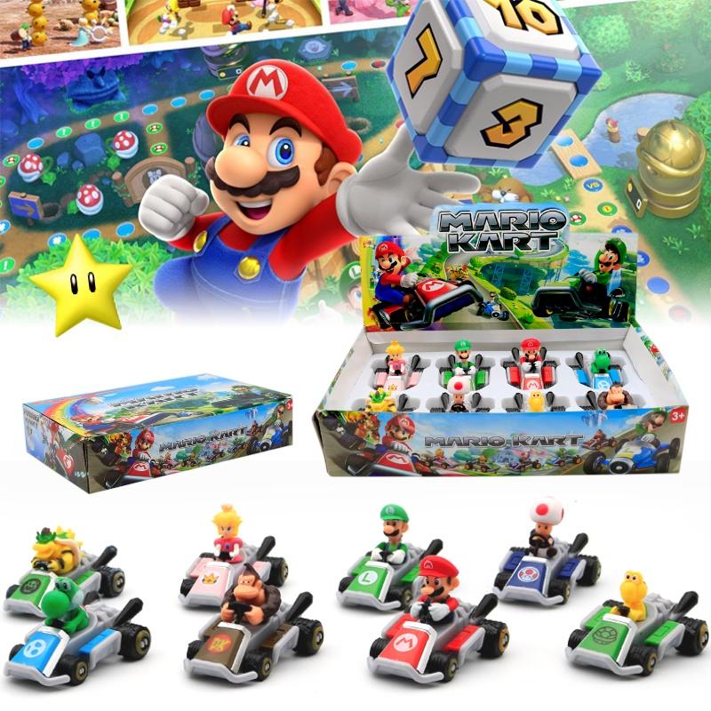 Super Mario Party Go-kart Toy Set With 8 Collectible Figures And Display Box