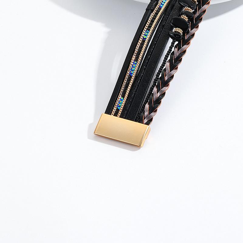Accessori a Forma di Cuore di Pietra Pelle Intrecciata Multistrato Gioielli da Donna Bracciale Largo Regalo