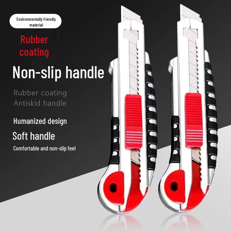 Heavy Duty Utility Knife with Comfortable Rubber Grip - 5-Blade Box Cutter for Paper and More