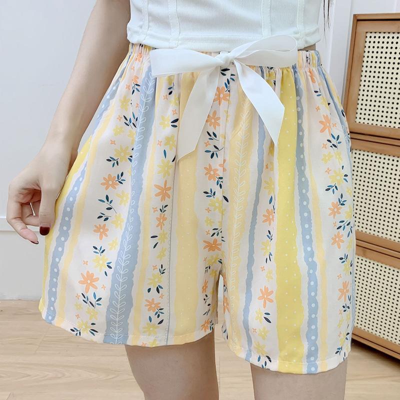 1PC Home Pajamas Lounge Bottom Women Sleep Shorts Cotton 2025 Casual Shorts NEW Floral Printing Plus Size Beach Hot Pants Loose