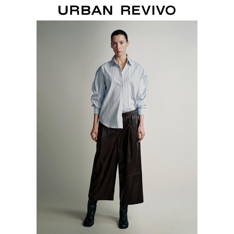 UR 2025 Autumn Women's Vertical Stripe Long Sleeve Shirt