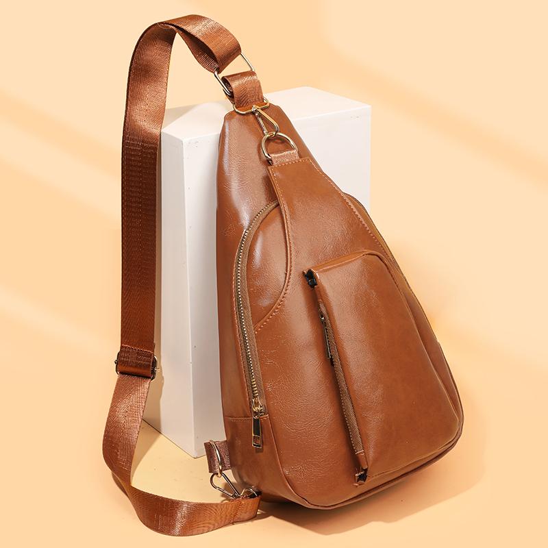 

Chest Bag Women s Retro Soft Leather Shoulder Bag Travel Crossbody Bag хакі