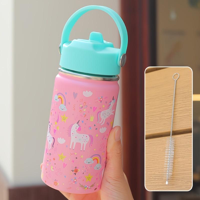 12Oz Kids Water Bottle Cartoon Animal Children'S Cup With Straw Stainless Steel Vacuum Flacks Thermos Bottle Thermal Mug Cups