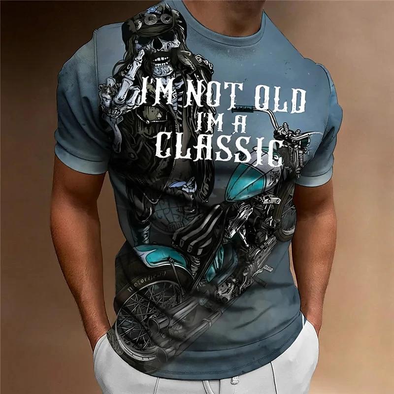 Maglietta da Motociclista Uomo Stampa 3D Manica Corta Classici Vintage T-shirt Per Uomo Street Ride Magliette Biker Top Maglietta Oversize