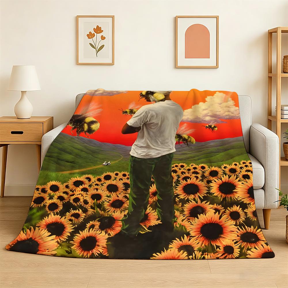 Album by Tyler The Creator Throw 240g Flannel Blanket Lightweight Soft Skin-friendly Summer Thin Throw Blanket 75X95CM