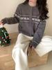 Korean Style Bow Heart Jacquard Knit Cardigan for Women - Spring/Autumn