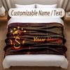 Galatasaray FC Printed Flannel Blanket Custom Name Text Soft Warm Throw For Bedroom Holiday Gift