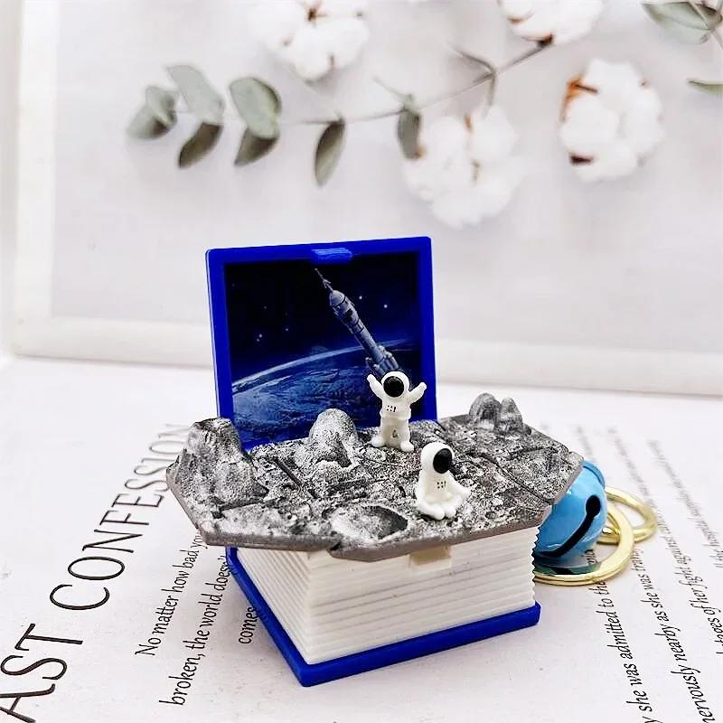 3d Dinosaur Castle Folding Book Keychain Pendant Cartoon Astronaut Soccer Field Pendant Anxiety Stress Children Kids Toy