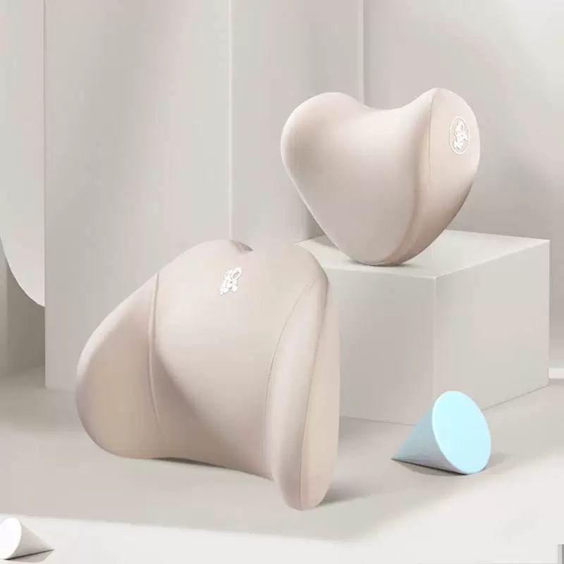 Car Neck and Lumbar Support Memory Foam Pillow Set for Headrest - High-Grade Interior Accessory